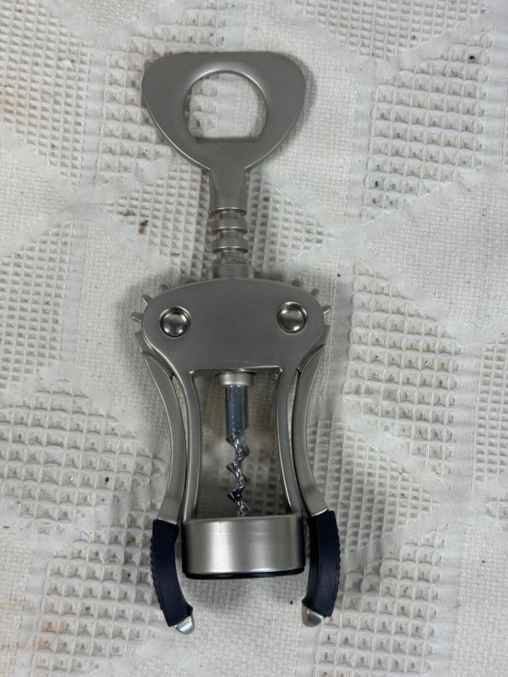 Winged Corkscrew Wine Bottle Opener w Built In Bottle Cap Remover Durable Metal
